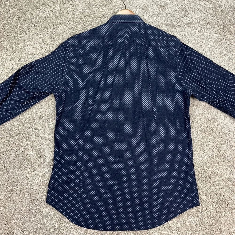 Banana Republic Button Down Shirt Men Medium Navy Blue Stretch Tailored Slim Fit